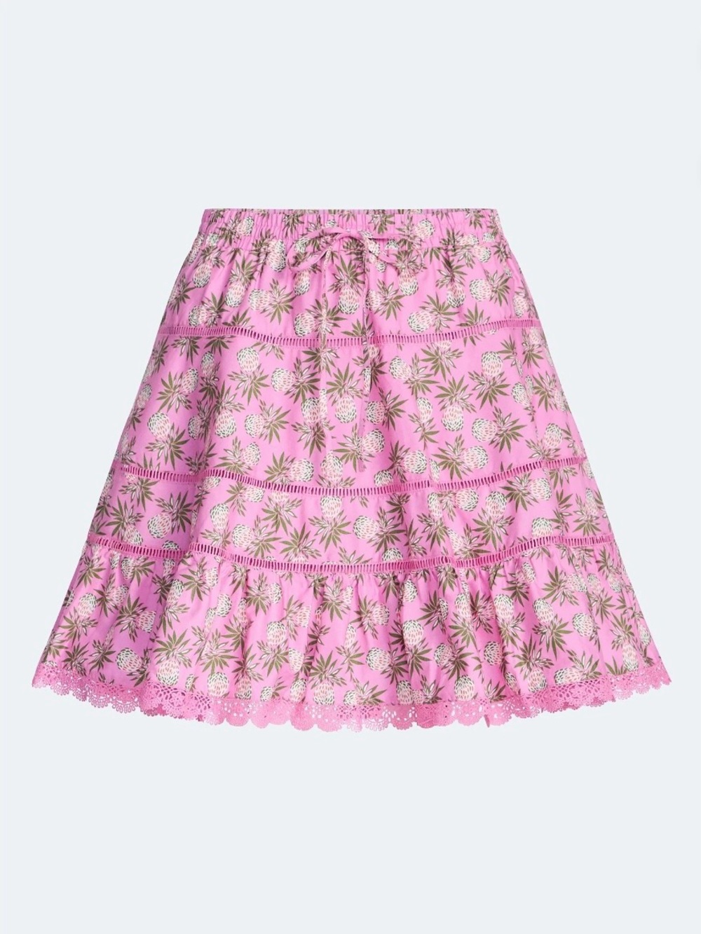 NWT Free Assembly Women's Tiered Cotton Mini Skirt with Lace Trim